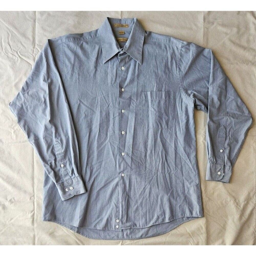 Milano Uomo  Men's Blue Long Sleeve Button Up Shirt Size 16 34/35